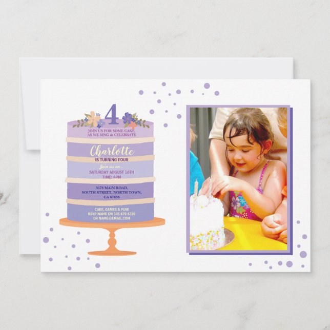 Invitation de la fête d'anniversaire Gâteau photo  (Devant)