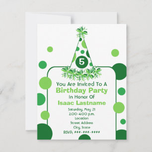 Invitation de la fête d'anniversaire Green Polka D
