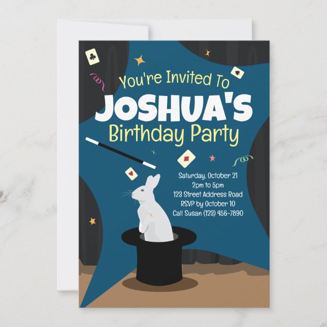 Invitation de la fête d'anniversaire magique - Top (Devant)