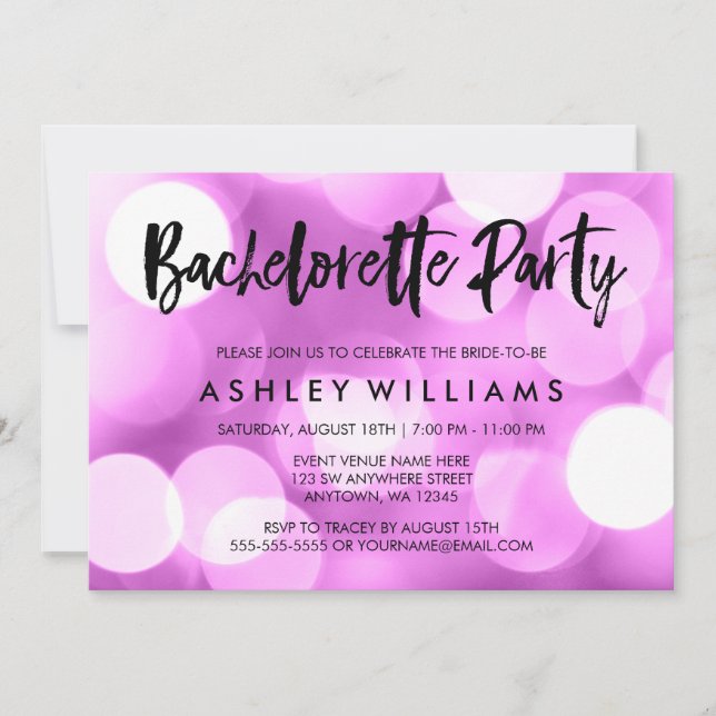 Invitation de la fête de bachelorette moderne viol (Devant)