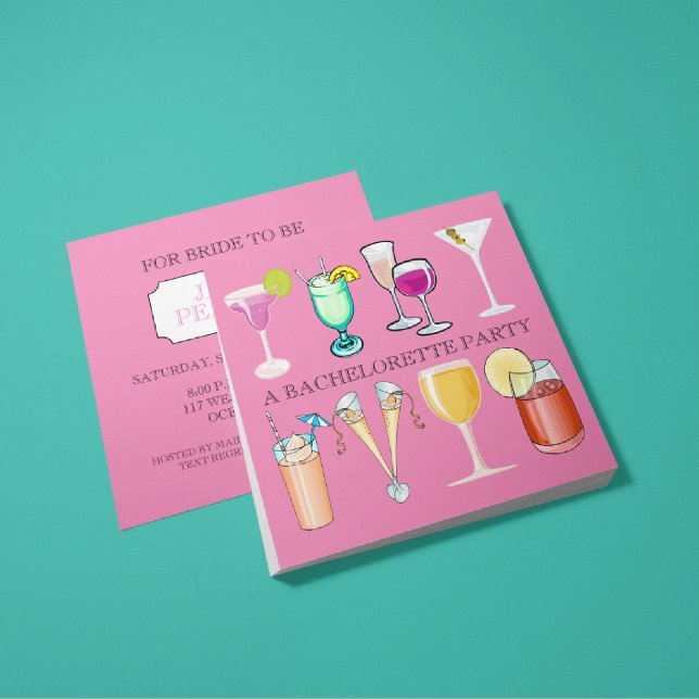 Invitation de la fête de bachelorette (rose) (Créateur téléchargé)