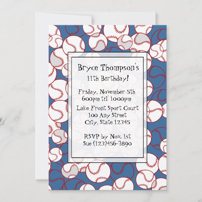 Invitation de la fête de baseball (Devant)