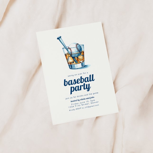 Invitation de la fête de baseball avec verre à whi (Créateur téléchargé)