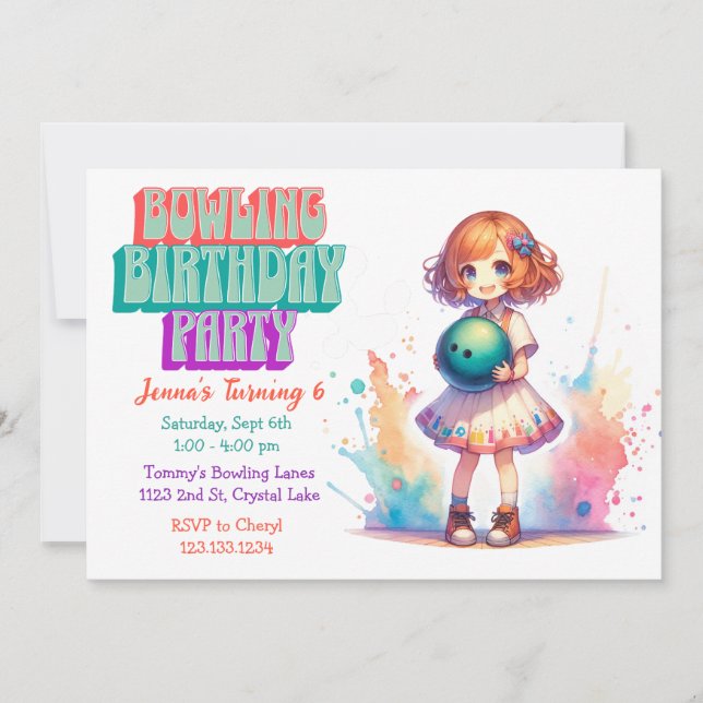 Invitation de la fête de Bowling (Devant)