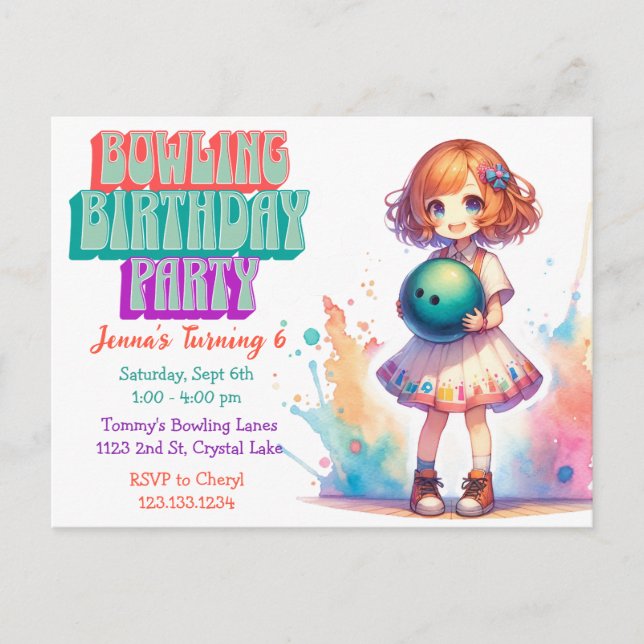 Invitation de la fête de Bowling (Devant)