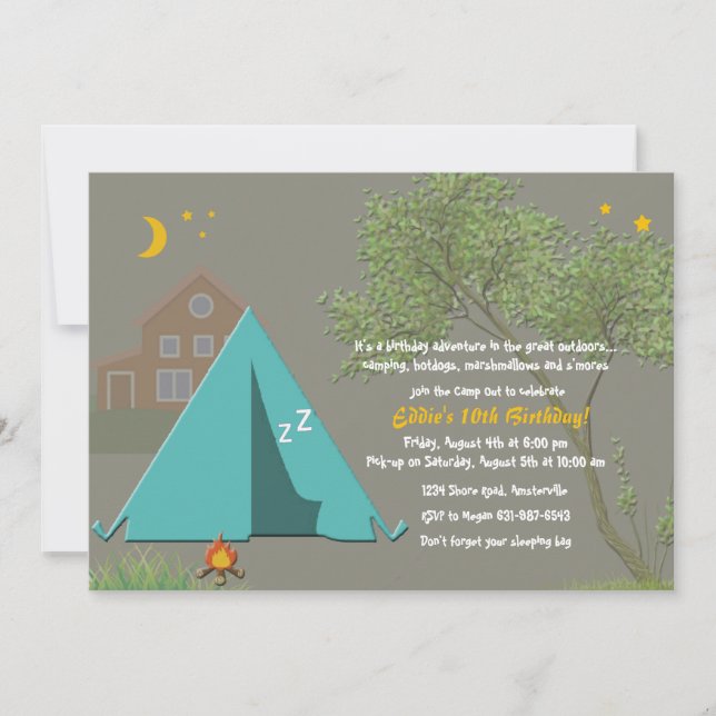 Invitation de la fête de camping (Devant)