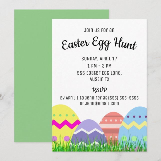 Invitation de la fête de chasse aux oeufs de Pâque (Devant / Derrière)
