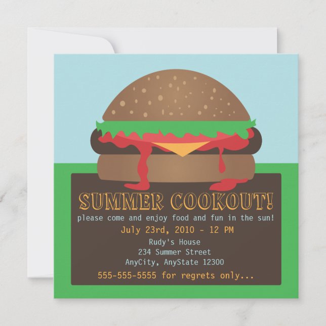 Invitation de la fête de cuisine d'été (Devant)