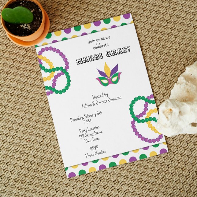 Invitation de la fête de Cute Mardi Gras (Créateur téléchargé)