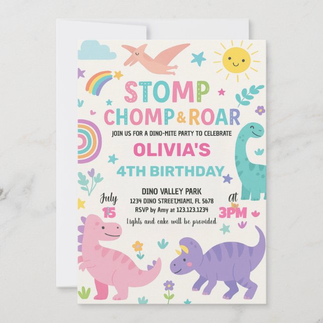 Invitation de la fête de Dino pour enfants modifia (Devant)