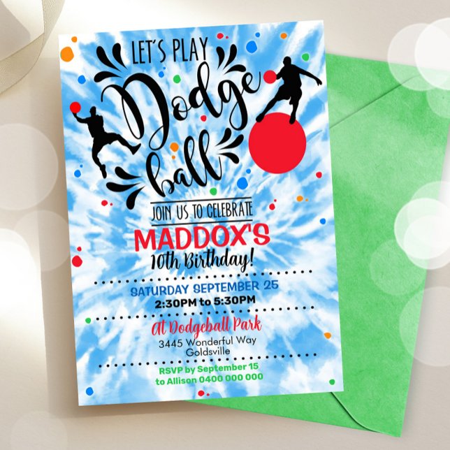 Invitation de la fête de Dodgeball Boy Dodge Ball  (Créateur téléchargé)
