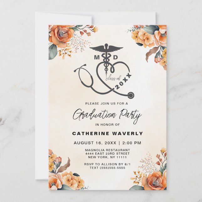 Invitation de la fête de fin d'études Médicale (Devant)