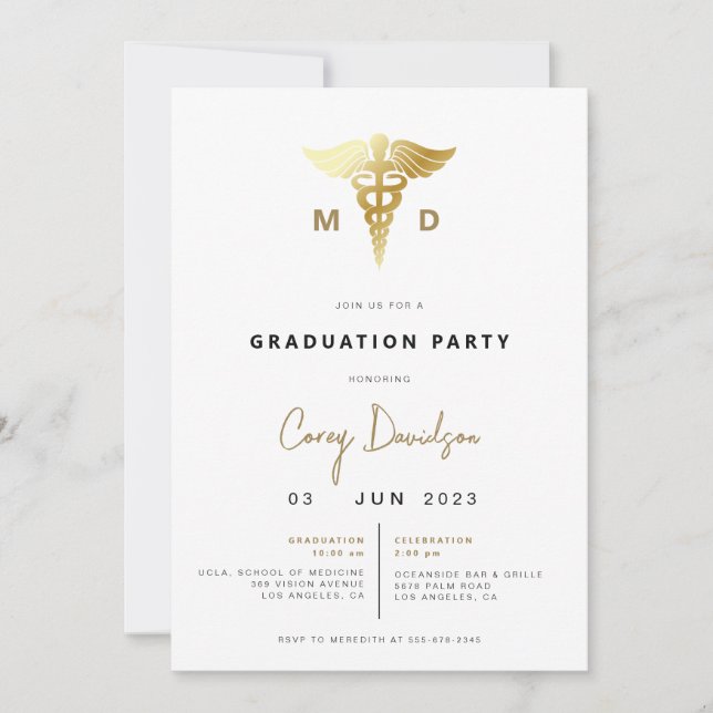 Invitation de la fête de fin d'études Médicales mo (Devant)
