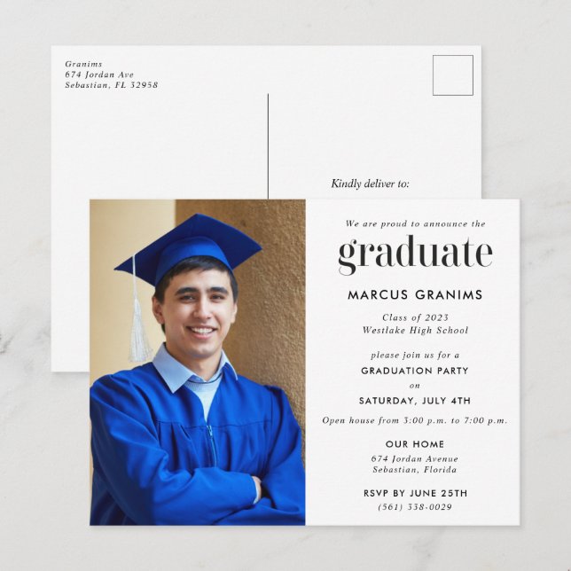 Invitation de la fête de fin d'études secondaires  (Devant / Derrière)