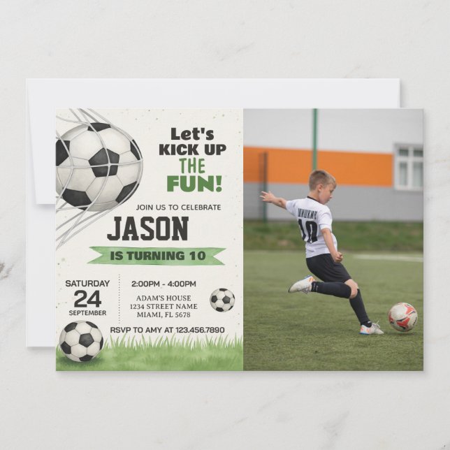 Invitation de la fête de football avec photo (Devant)