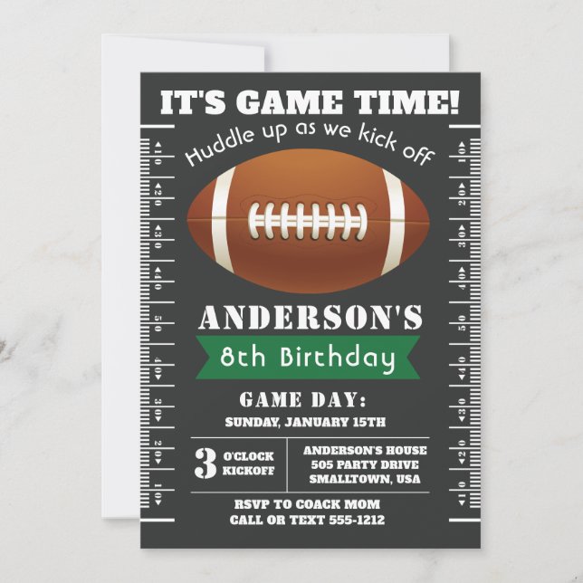 Invitation de la fête de football en vert (Devant)