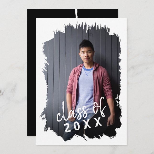 Invitation de la fête de Grad Photo Brossé avec au (Devant / Derrière)