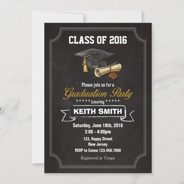 Invitation de la fête de graduation (Devant)