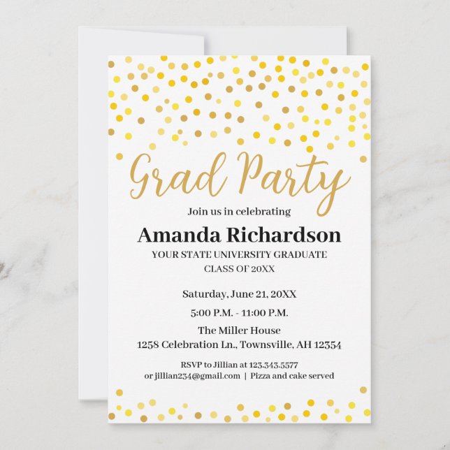 Invitation de la fête de graduation (Devant)