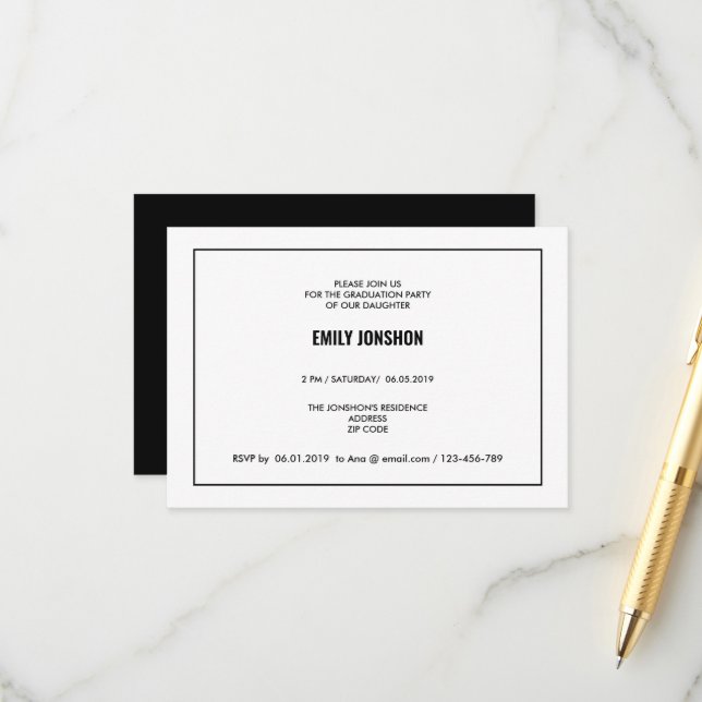 Invitation de la fête de graduation (Devant/Arrière en situation)