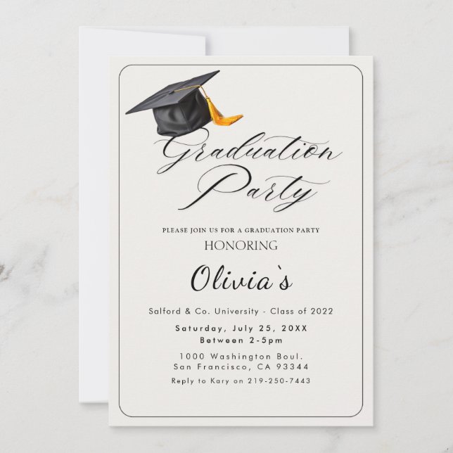 Invitation de la fête de graduation (Devant)