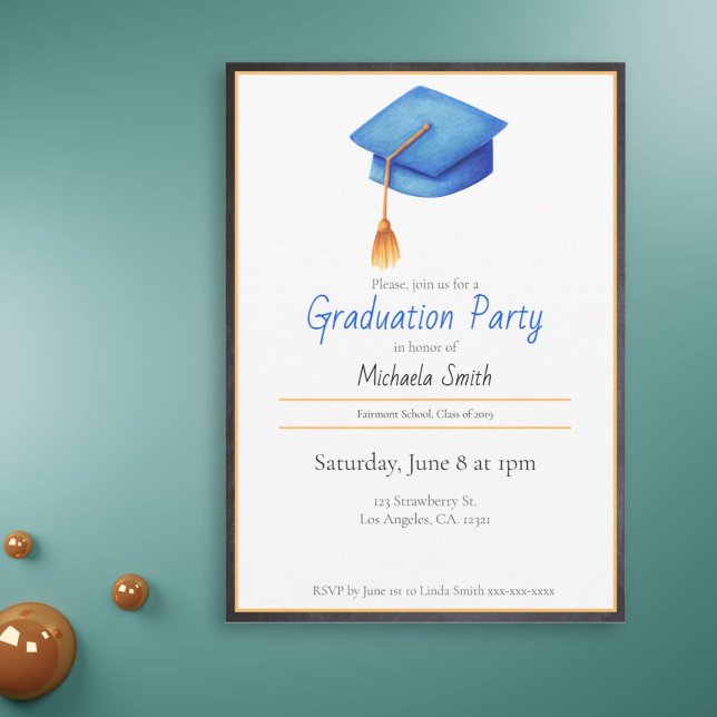 Invitation de la fête de graduation avec un casque (Créateur téléchargé)