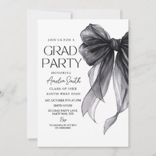 Invitation de la fête de graduation Black Bow grad