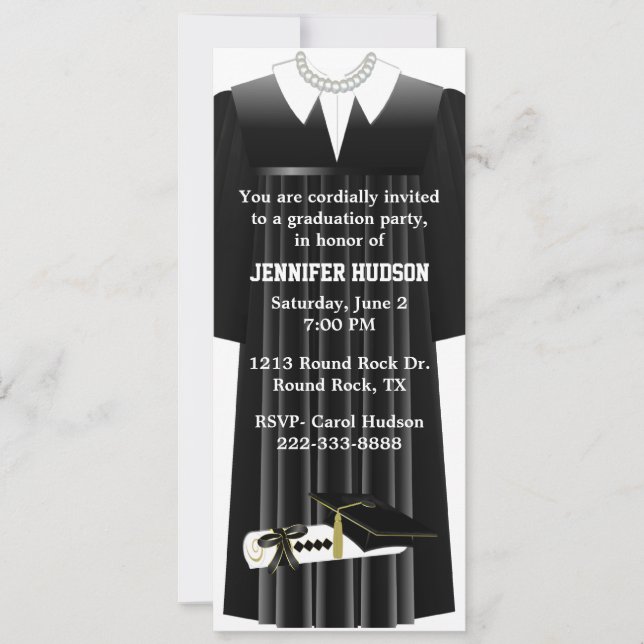 Invitation de la fête de graduation de Black Gown  (Devant)