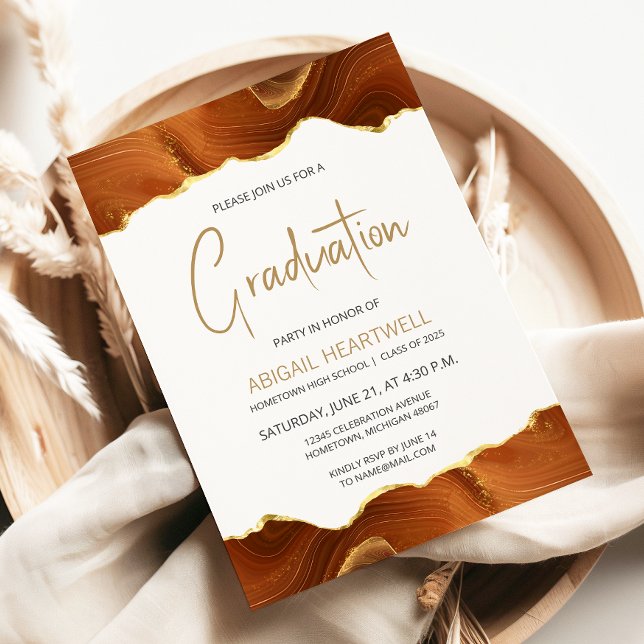 Invitation de la fête de graduation de Burnt Orang (Créateur téléchargé)