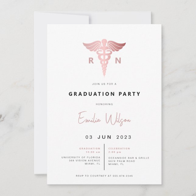 Invitation de la fête de graduation de l'école de  (Devant)