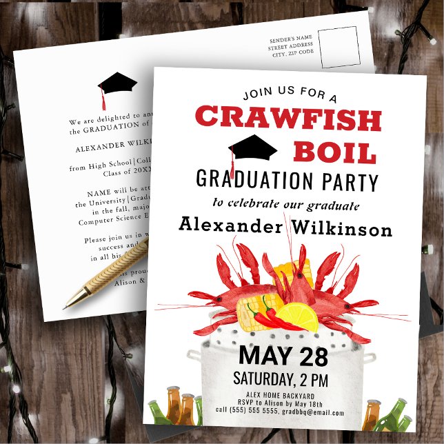 Invitation de la fête de graduation de l'écrevisse (Créateur téléchargé)