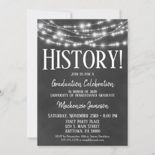 Invitation de la fête de graduation de l'histoire 