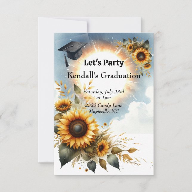 Invitation de la fête de graduation de tournesol (Devant)