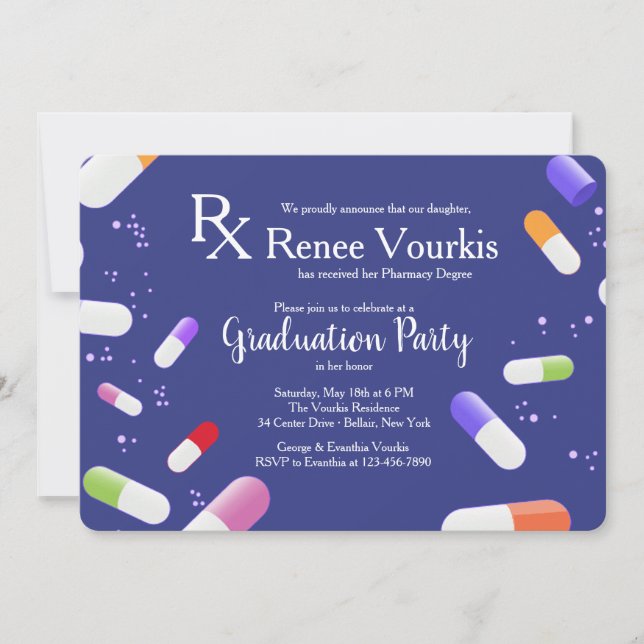 Invitation de la fête de graduation des capsules d (Devant)