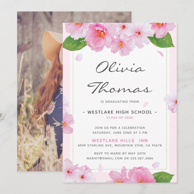 Invitation de la fête de graduation des fleurs de  (Devant / Derrière)