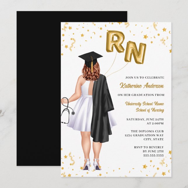 Invitation de la fête de graduation des infirmière (Devant / Derrière)