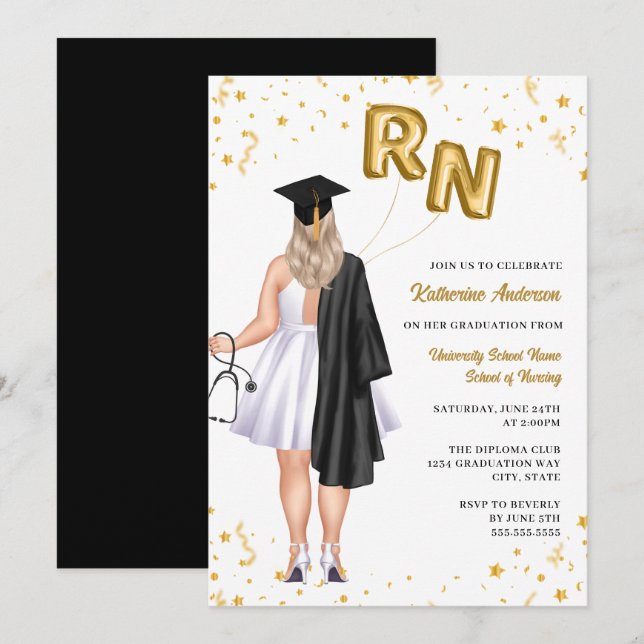 Invitation de la fête de graduation des infirmière (Devant / Derrière)