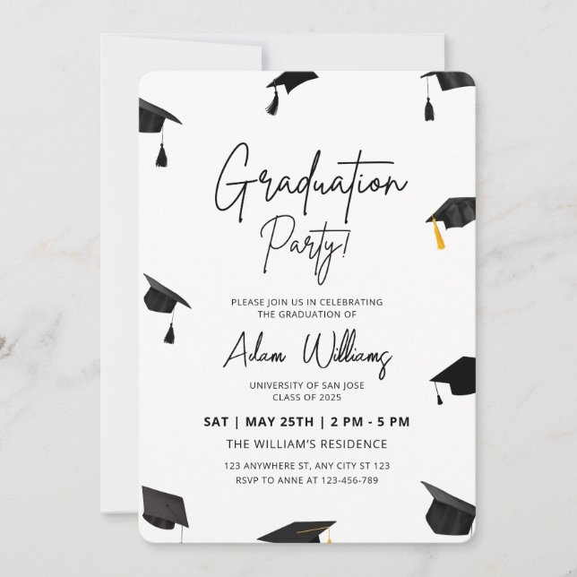 Invitation de la fête de graduation, diplôme unive (Devant)