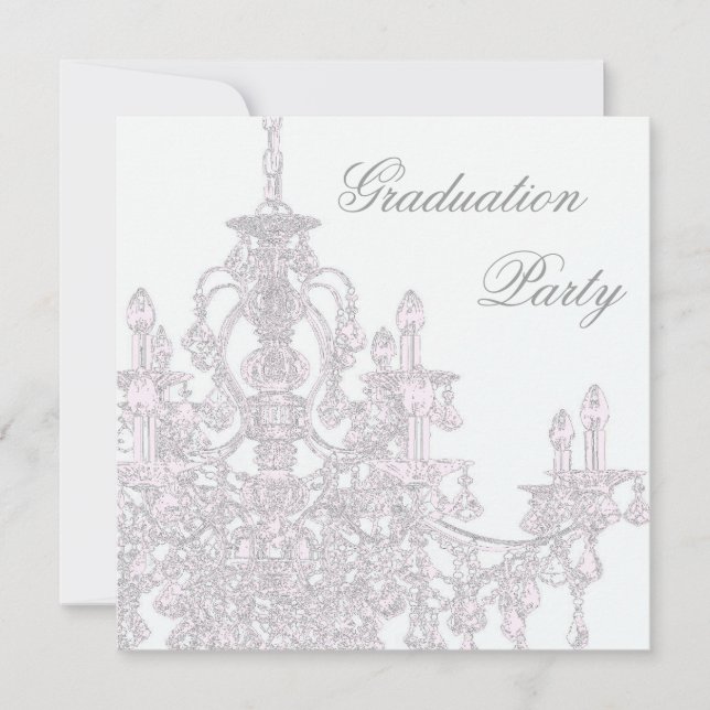 Invitation de la fête de graduation du lustre rose (Devant)
