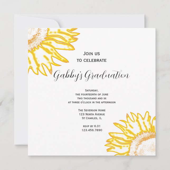 Invitation de la fête de graduation du tournesol j (Devant)