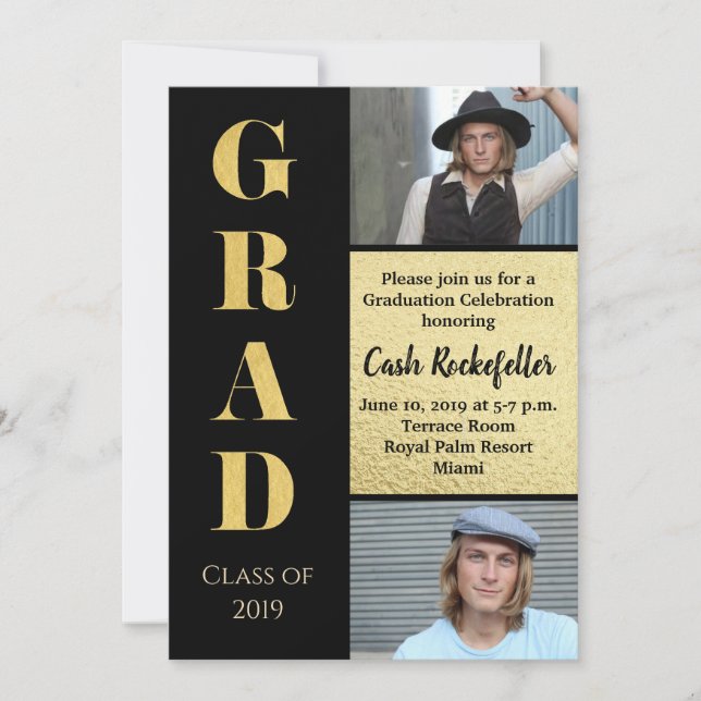Invitation de la fête de graduation élégante (Devant)