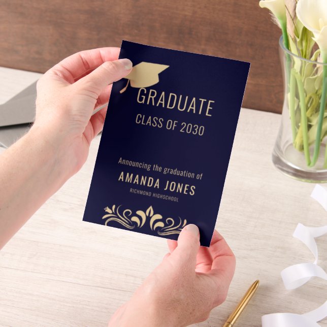 Invitation de la fête de graduation en bleu de la  (Ordinateur de poche)