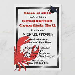 Invitation de la fête de graduation en écrevisse/h