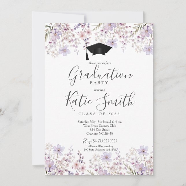 Invitation de la fête de graduation, Fleur sauvage (Devant)