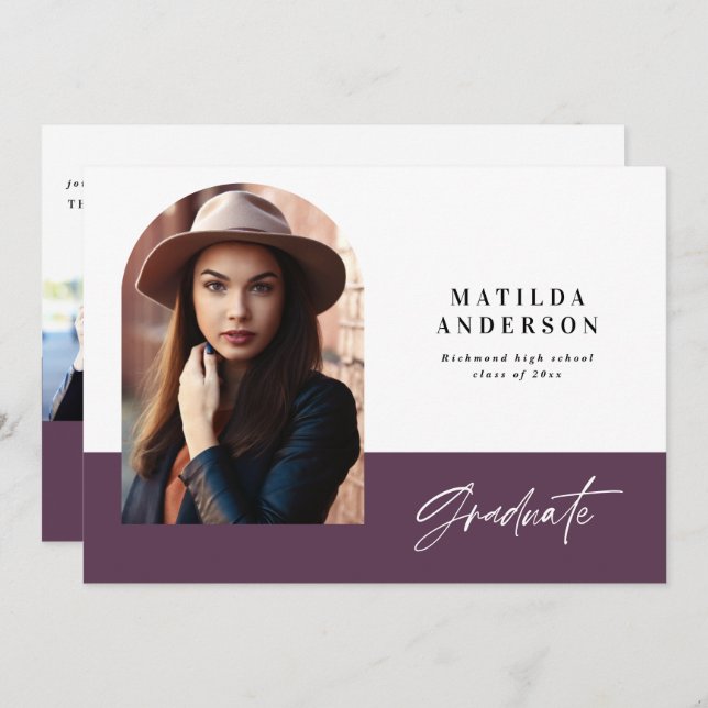 Invitation de la fête de graduation graphique mode (Devant / Derrière)