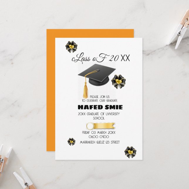 Invitation de la fête de graduation Modèle Editabl (Devant/Arrière en situation)
