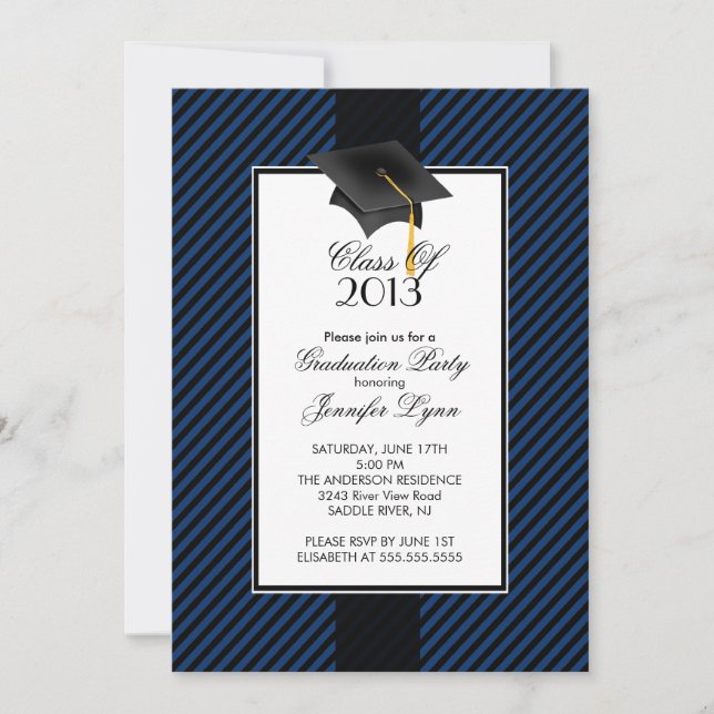 Invitation de la fête de graduation moderne Blue S (Devant)