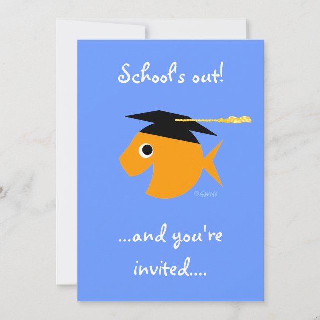 Invitation de la fête de graduation mûre poisson r (Devant)
