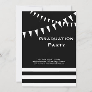 Invitation de la fête de graduation noire et blanc
