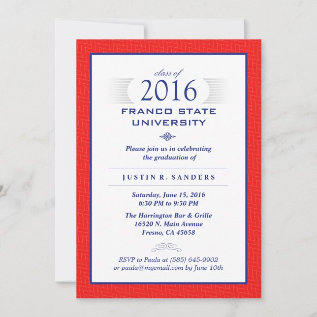 Invitation de la fête de graduation officielle en  (Devant)